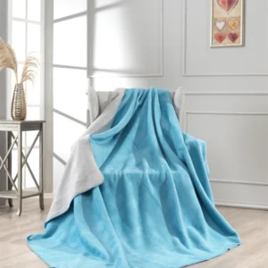 Wholesale cotton blanket 200x220 Grey & Sky Blue – Nilstar