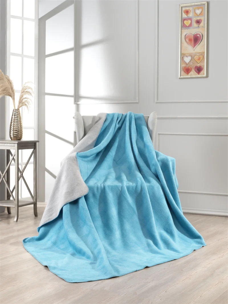 Wholesale Cotton Blanket 200X220 Grey &Amp; Sky Blue – Nilstar