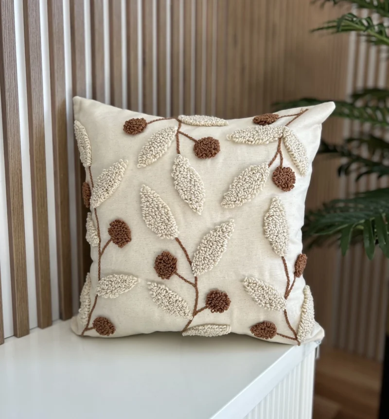 Handmade Linen Punch Pillow Cover