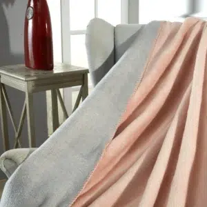 Luxury Cotton Blanket 200x220 – Nilstar 70% Cotton, Reversible, Grey & Powder Pink