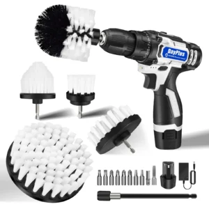 2-in-1 Cordless Drill & Electric Spin Scrubber Cleaning Brush Combi Set w/Battey and Charger,for DIY/Repair/Cleaning